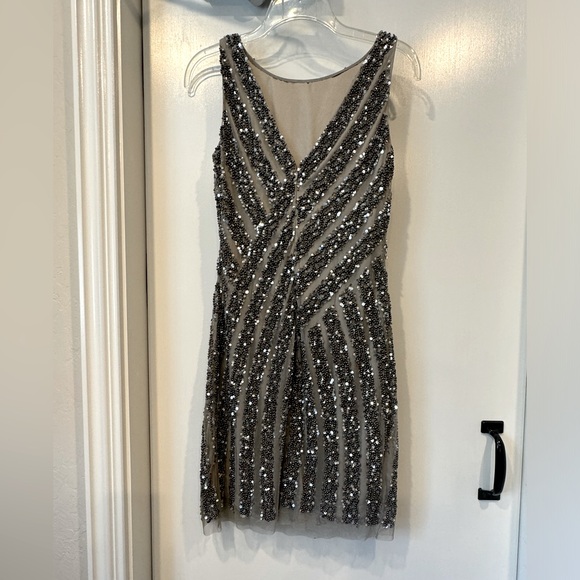 Adrianna Papell Black Sequin Sleeveless Mini Dress - Picture 2 of 6